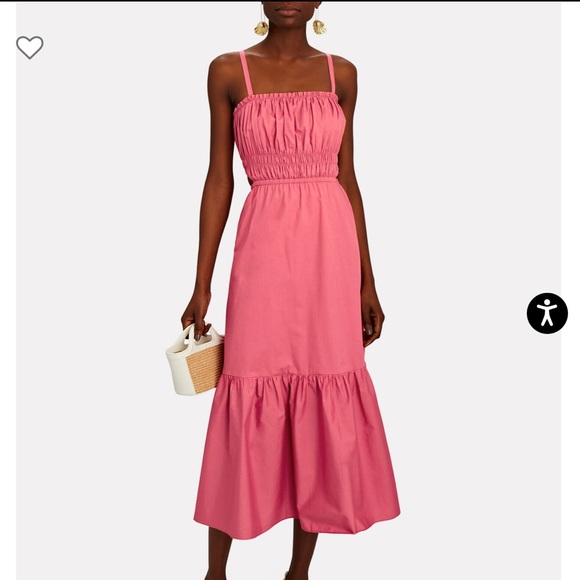 INTERMIX- Cynthia Smocked Cotton Midi Dress - Picture 1 of 3